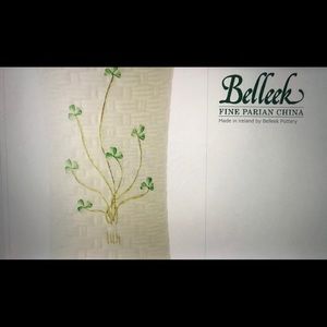 10” Belleek vase; pattern is Colleen